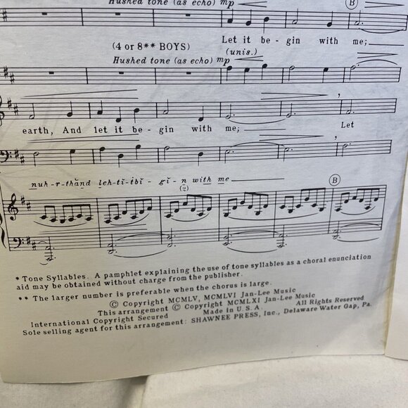 Let There Be Peace On Earth SATB Sheet Music Miller Jackson 1961 Shawnee Press - Picture 5 of 8